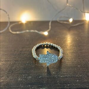 Silver Beaded Hamsa Bracelet
